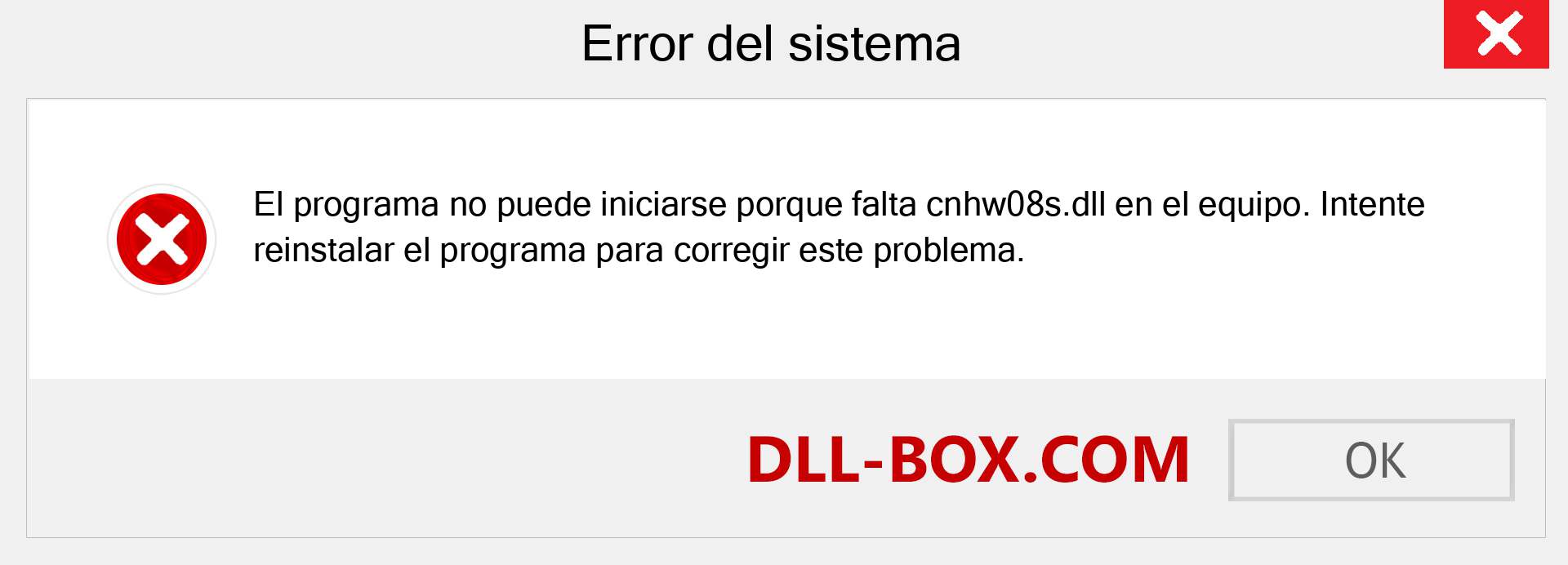 ¿Falta el archivo cnhw08s.dll ?. Descargar para Windows 7, 8, 10 - Corregir cnhw08s dll Missing Error en Windows, fotos, imágenes